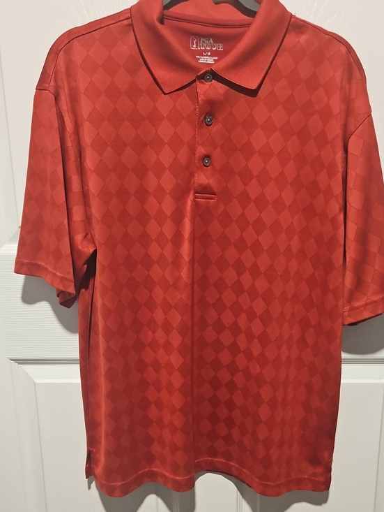 PGA Tour Other - PGA Tour Men's Rusty Red Diamond Jacquard Polo
